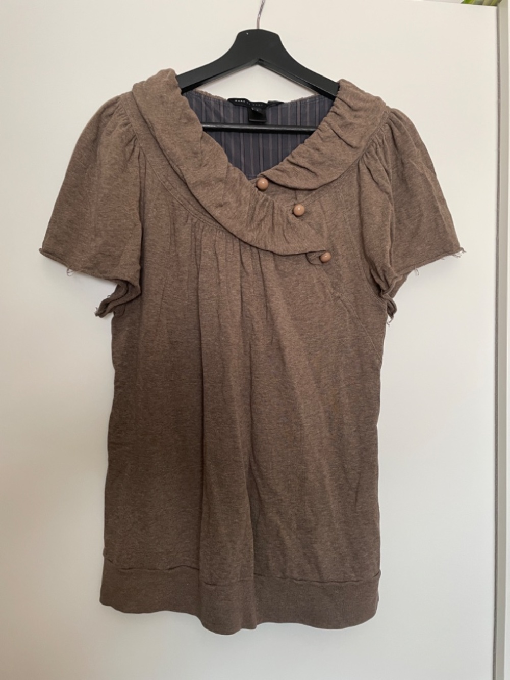 Size L Marc by Marc Jacobs ruffle top -distressed tunic cotton short sleeve top